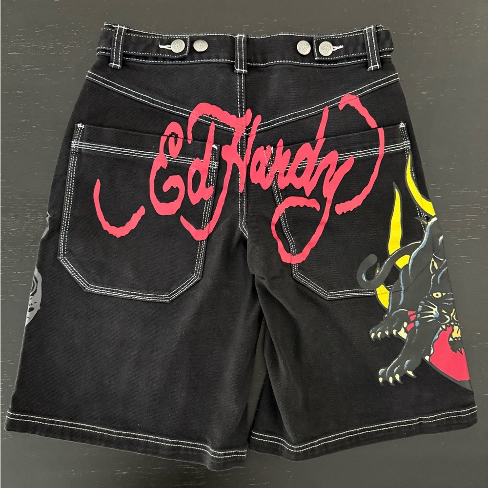 Ed Hardy Black Denim Shorts NEW DROP - Picture 2 of 4